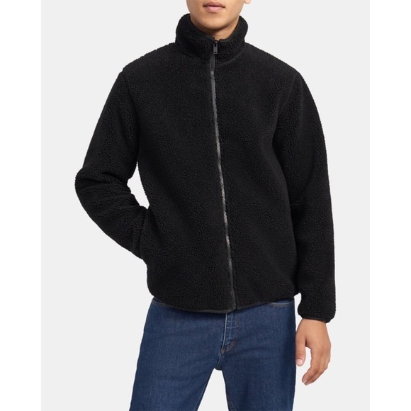 NEW THEORY Men’s Classon Fleece Jacket in Black - Picture 1 of 2